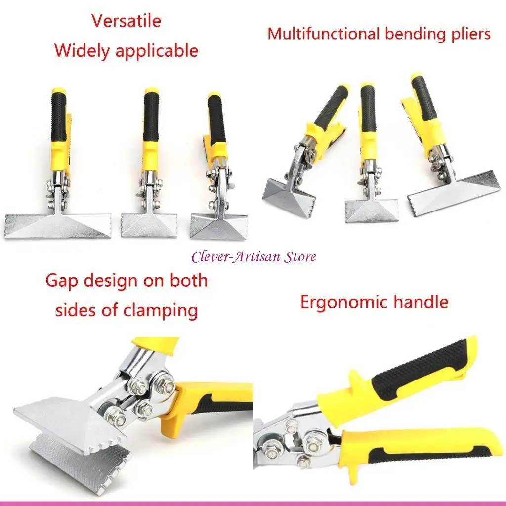 

E06B Sheet Metal Bending Pliers Crimping Tool Hand Seamer Wide Jaw Straight Elbow