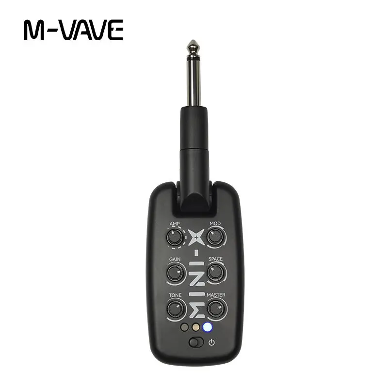New M-Vave Mini-X Headphone Amplifier Guitar Bass Effects Portable Rechargeable Plug-In Amp Built-In 9 Different Amplifier Tones