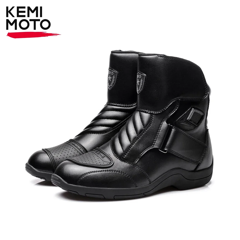 

Motorcycle Boots Men Outdoor Windproof Cycling Shoes Rider Boots PU Fabric Rubber Sole Wear-resistant Anti-collision Easy Wear