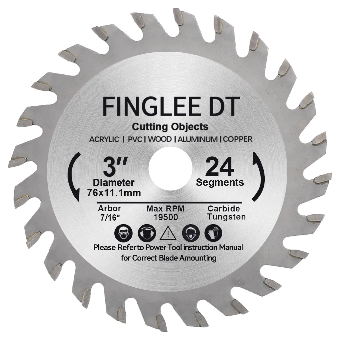 76mm 3in 24T/36T inner 11.1mm TCT Woodworking Mini Circular Saw Blade Acrylic Plastic Cutting Disc General Purpose for Wood
