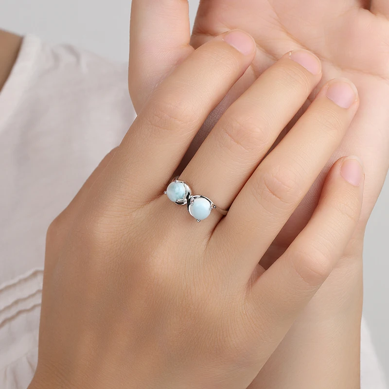 XYOP 2025 Larimar Simple Ring for Women 925 Sterling Silver Fashion Jewelry with Sharp Lines Spiritual Boundaries Design