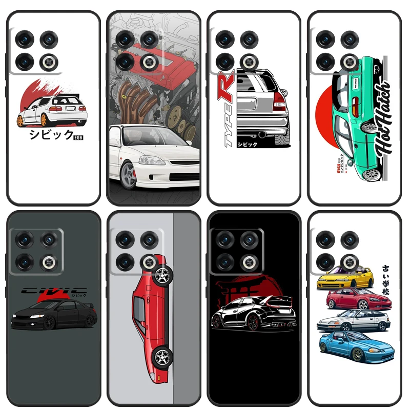 JDM Type R Civic Sport Car Case For Oneplus 10 8 9 Pro Ace 10T 9R 8T Cover For Oneplus Nord 2 2T CE N100 N200 N300