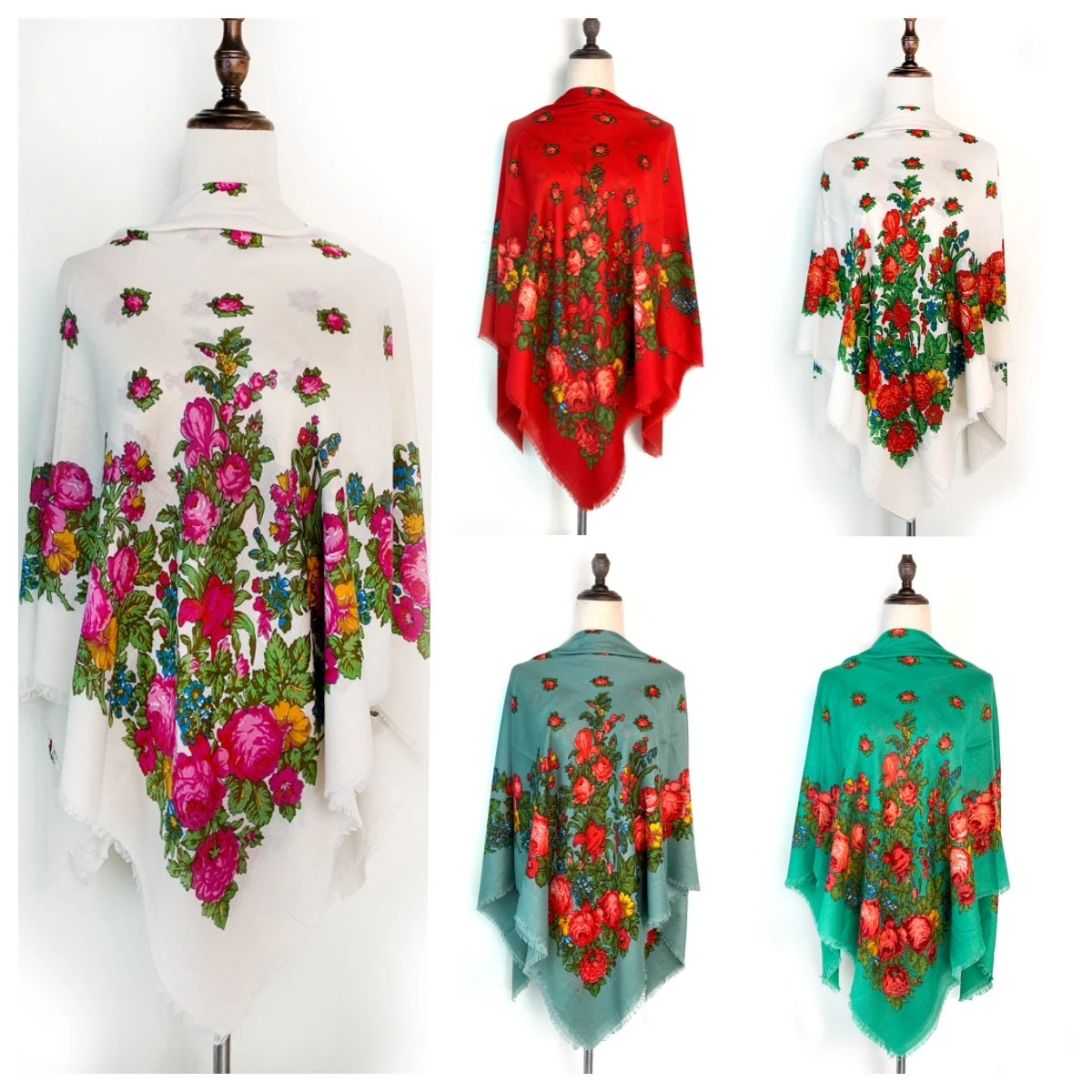 130*130cm Breathable Thin Russian Square Scarf Women Luxury Floral Print Ukrainian Shawl Bandana Foulard Beach Stoles Scarves