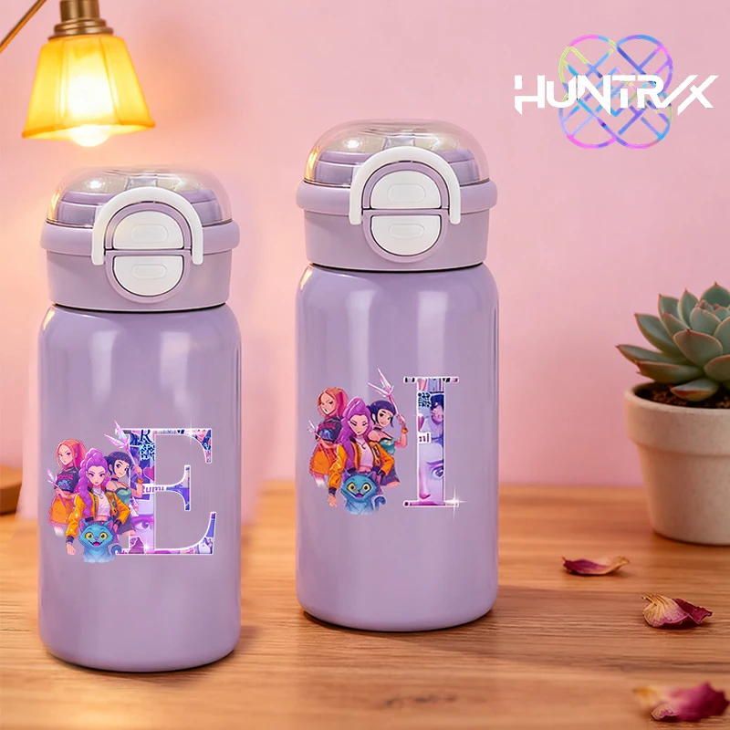 

500ML KPop Demon Hunteres 316 Stainless Steel Thermos Bottle Cartoon Anime Pattern Letters A-Z Water Cup Fashion Coffee Mug Gift