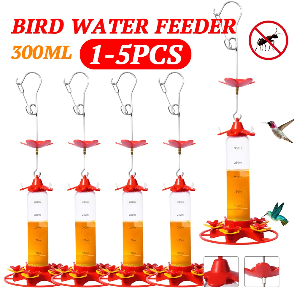 330ml/300ml Bird Feeder Drinker Hanging Hummingbird Water Feeder Anti-ants Leakproof Easy To Clean Outdoor Garden Decoration