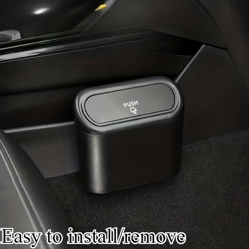 Dual Compartment Car Trash Can with Lid, Side-Mounted Space-Saving Vehicle Storage Organizer