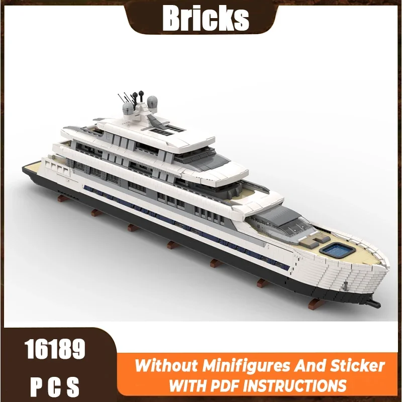 MOC Building Block Model Large Luxury Yacht  Bricks Toys