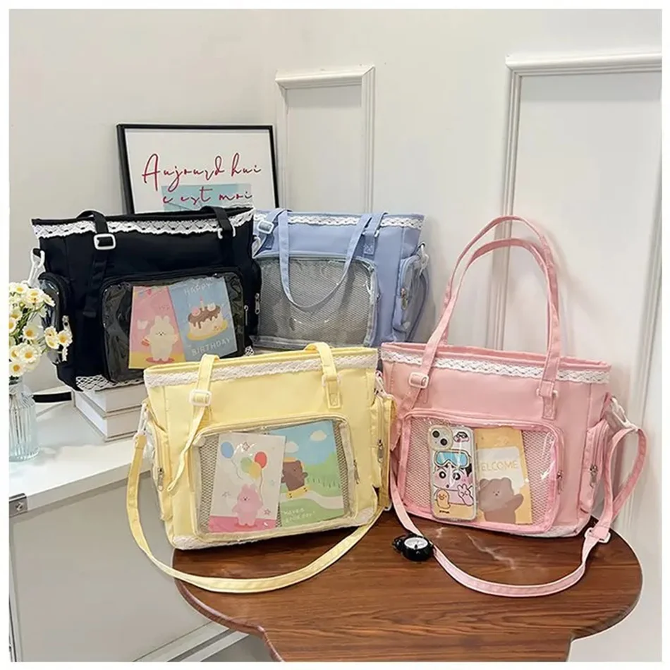 

Балетные сумки-итабэги для девочек, большая вместимость, в японском стиле, прозрачные, через плечо, для подростков, школьные сумки, подарок для друзей