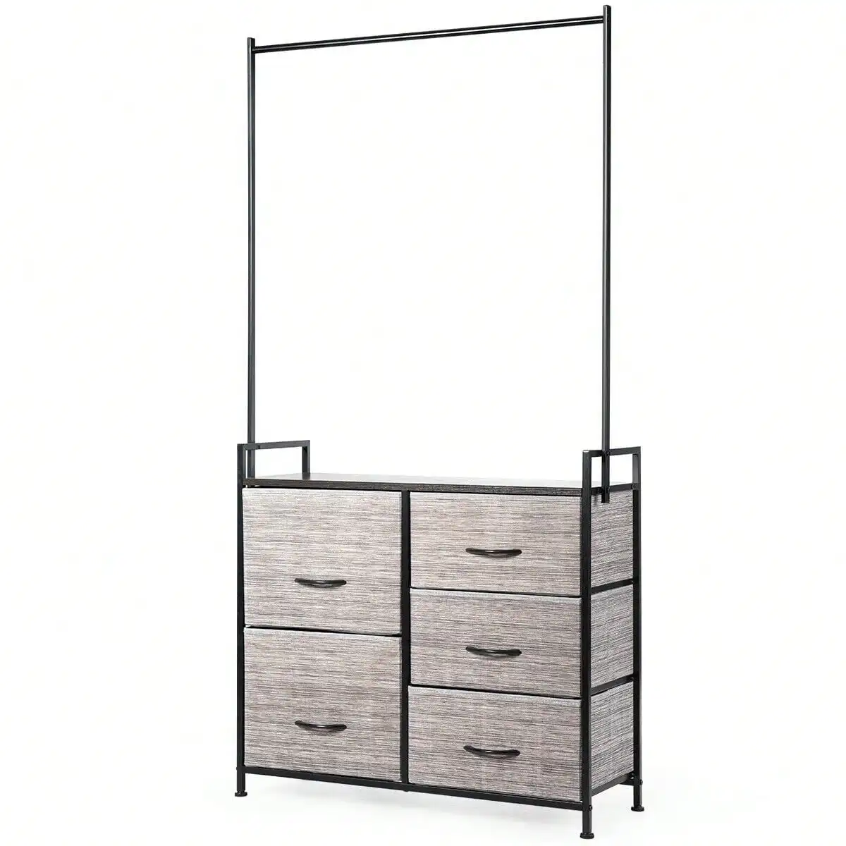 

5 Drawer Fabric Dresser W/Hanger Metal Frame Storage Closet Organizer