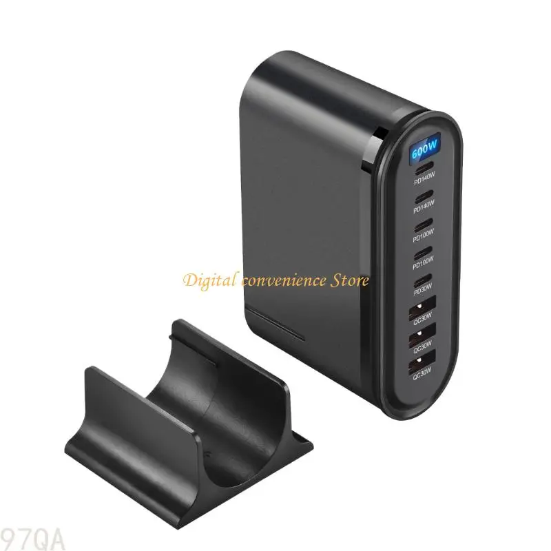 97QA – Hub chargement USB C 600W, haute puissance, 8Ports, pour téléphones, tablettes, ordinateurs portables, adaptateur