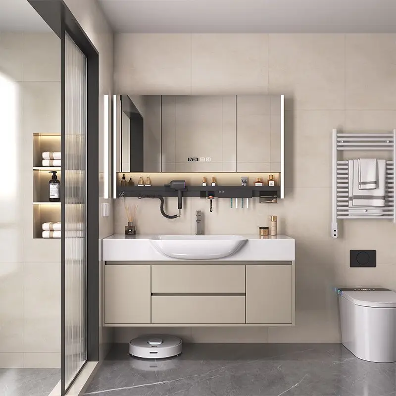 Smart bathroom cabinet combination skin feeling integrated basin toilet washbasin wash basin cabinet combination washstand