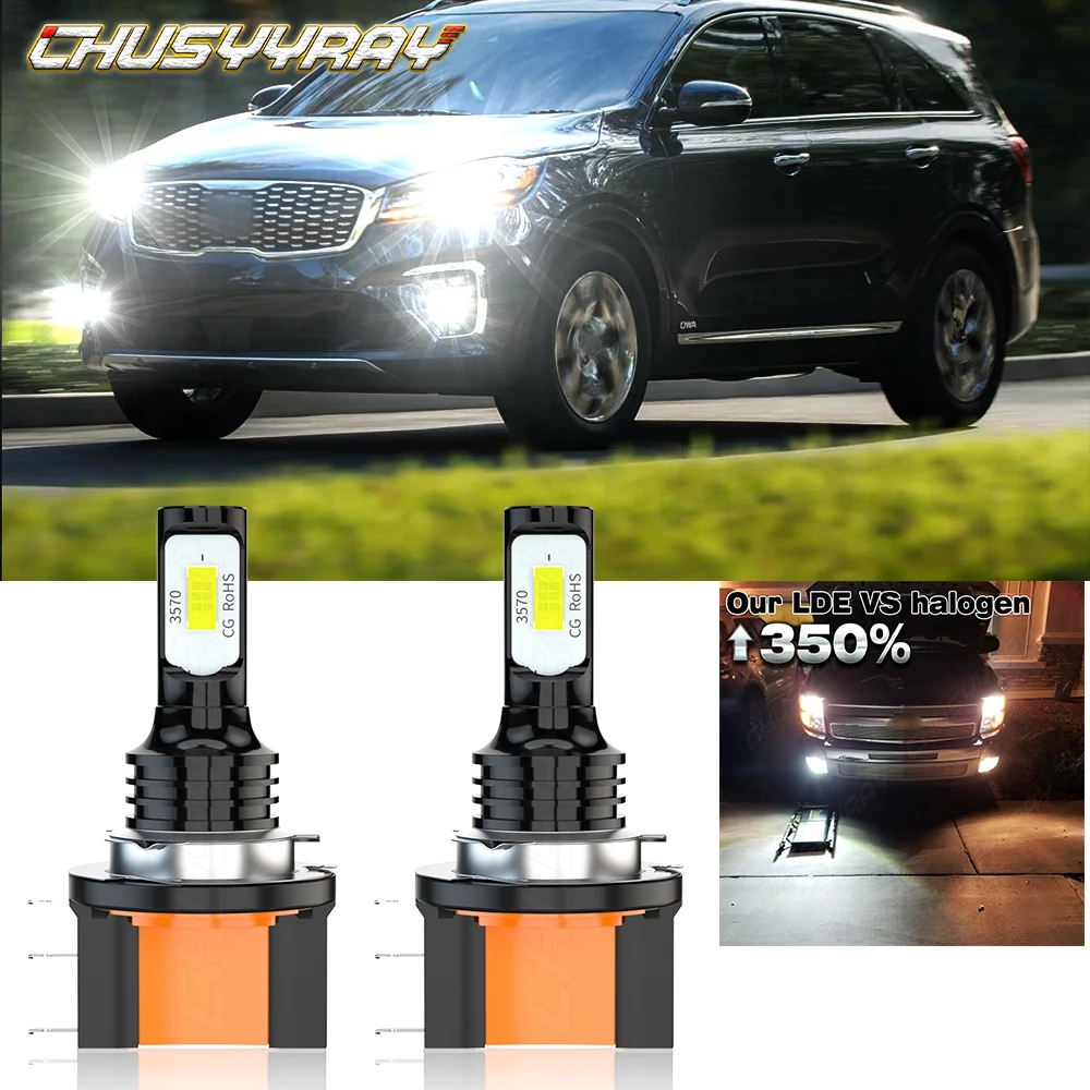 

CHUSYYRAY Car Lights 2X H15 LED Bulbs High Beam DRL Headlights Conversion Kit 6000K Super Bright Car accsesories Led Headlight