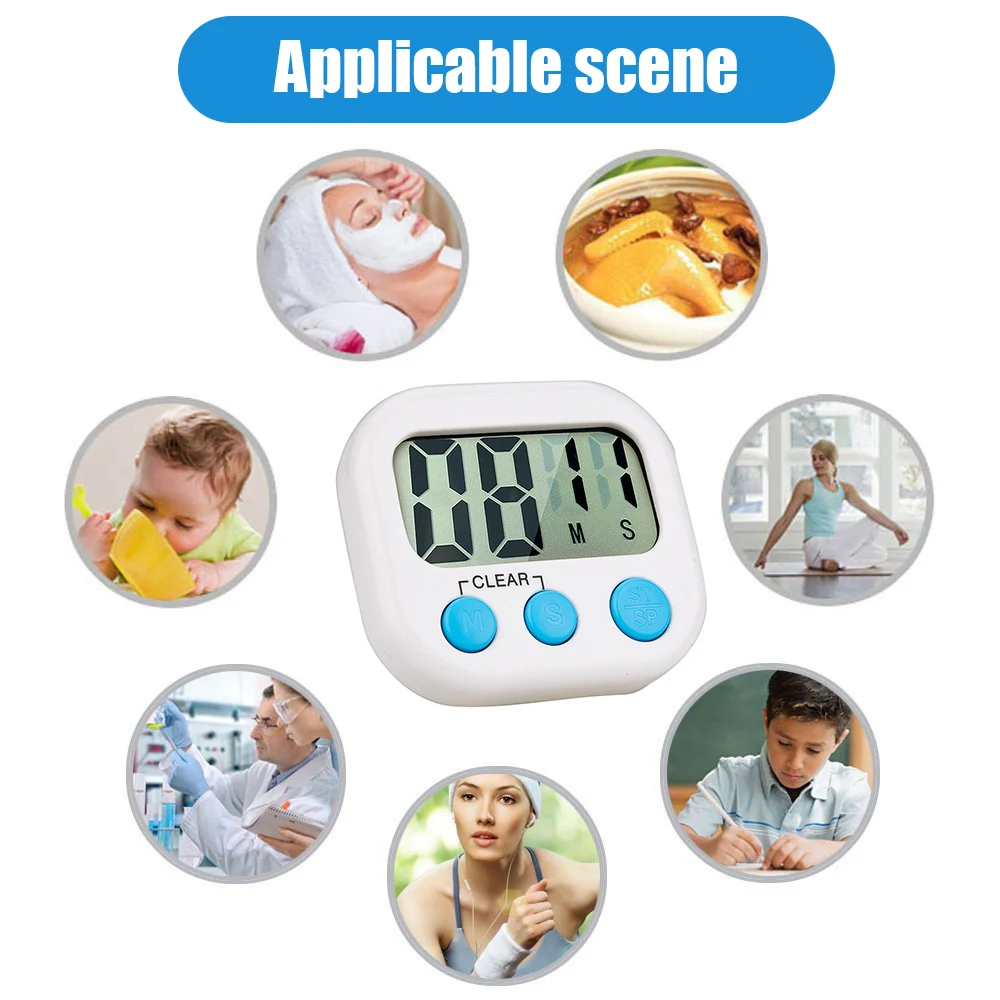 Magnetic LCD Digital Kitchen Countdown Timer Stopwatch with Stand Practical Cooking Baking Sports Alarm Clock Reminder Tools