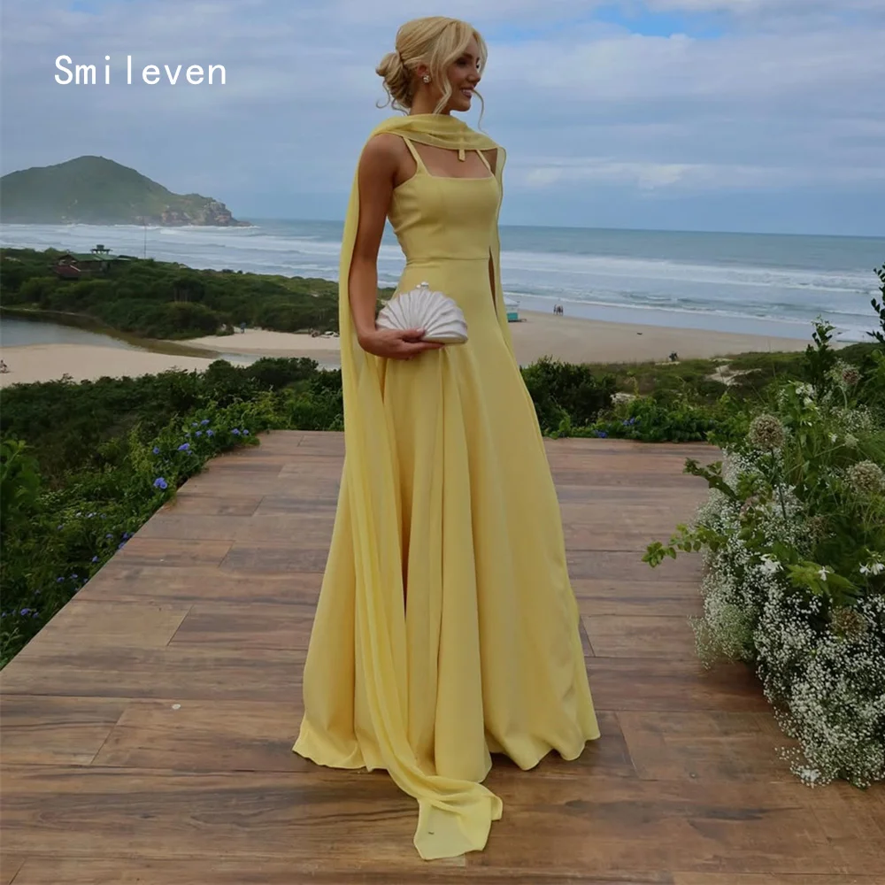 

Smileven Luxury A Line Prom Dress Square Collar Elegant Gowns for Gala Party Spaghetti Strap Evening Dress Customized 2026