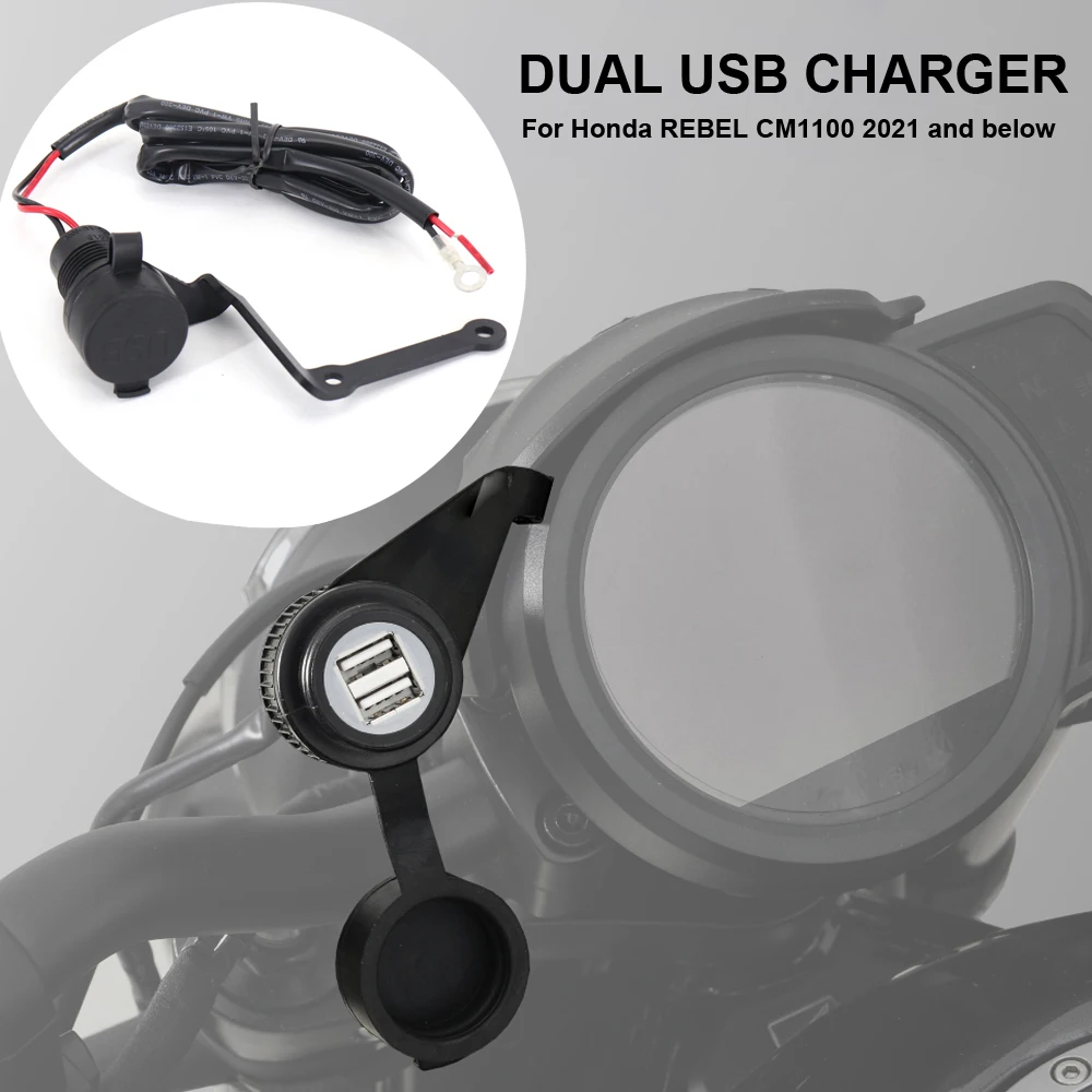 

Motorcycle USB Charger For Honda REBEL CM1100 CM 1100 2021 Waterproof Dual USB Quick Supply Adapter Universal Charge For Phone