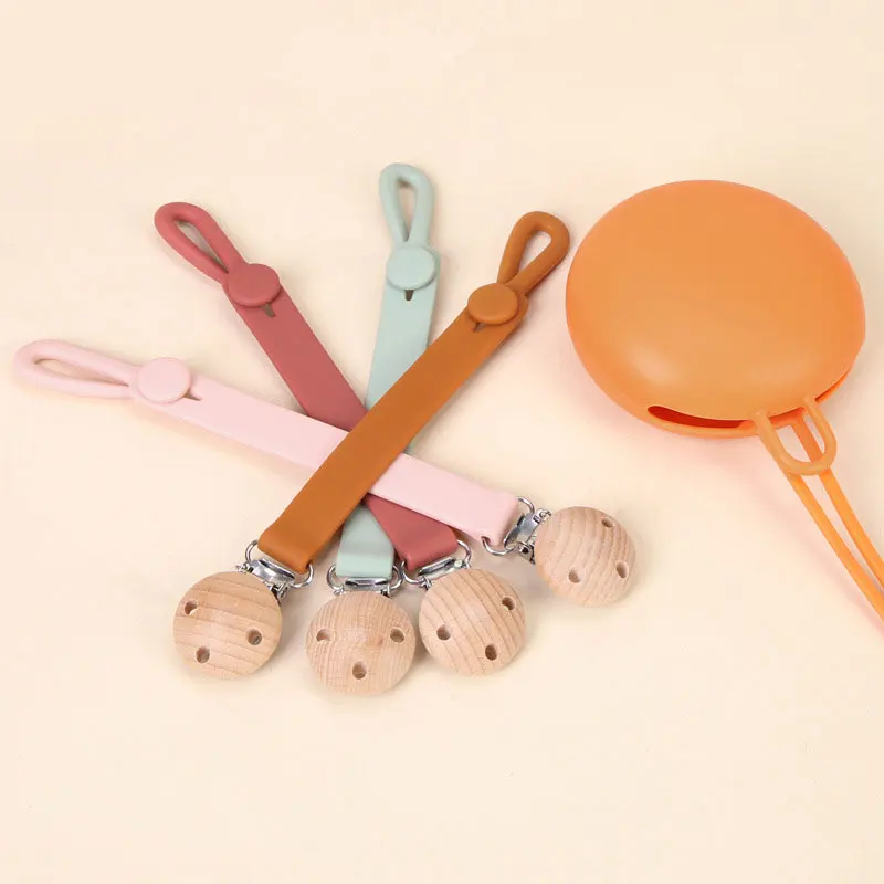 Clips de cadena anticaída para chupete de bebé, cuentas de silicona, Clip para pezón infantil, soporte para chupete