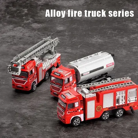 1 Piece Kid Toy Alloy Fire Truck 1:32 Simulation Firefighting Diecast Rescue Vehicle Fire Ladder Engineering Car Model