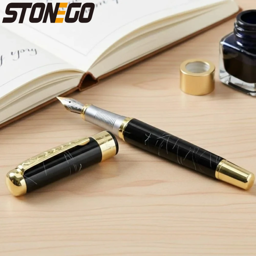 

Роскошная золотая перьевая ручка с тонким пером в форме стрелы, для плавного письма, с конвертером для чернил, в ретро-дизайне, канцелярские принадлежности
