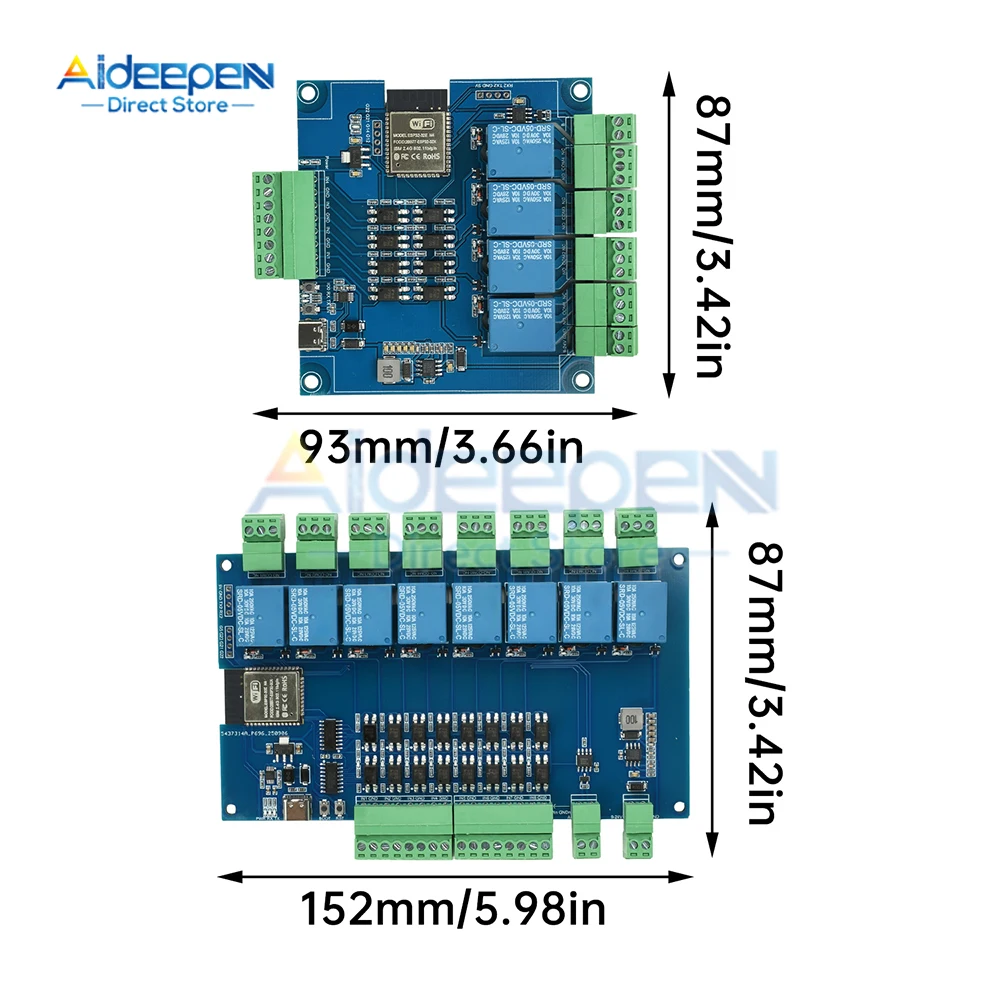تيار مستمر 9-24 فولت ESP32 وحدة التتابع مع Modbus دعم 4/8 قناة Optocoupler عزل RS485 واي فاي بلوتوث لوحة تحكم صناعية