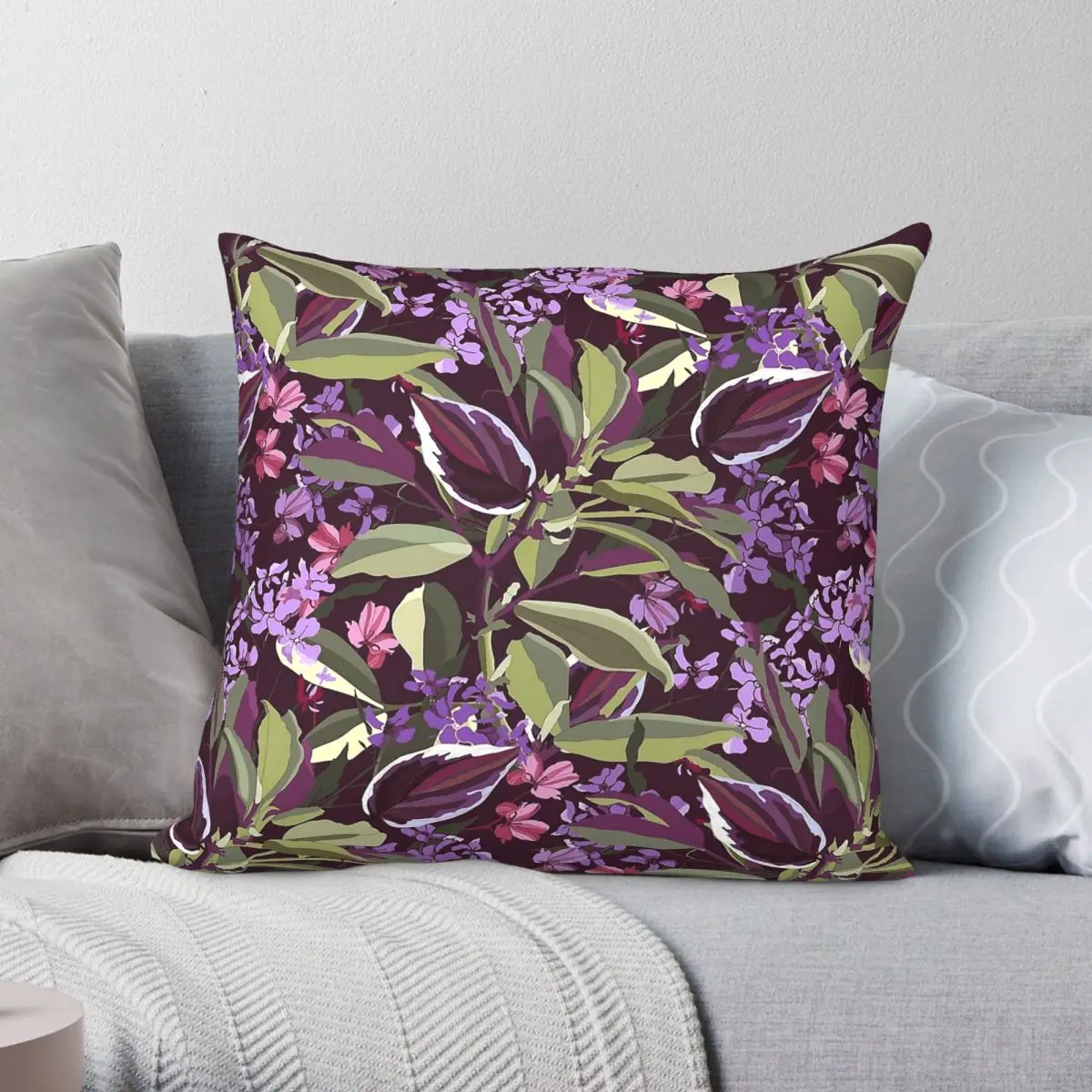 Stunning Vibrant Floral Square Pillowcase Polyester Linen Velvet Creative Zip Decor Pillow Case Room Cushion Cover