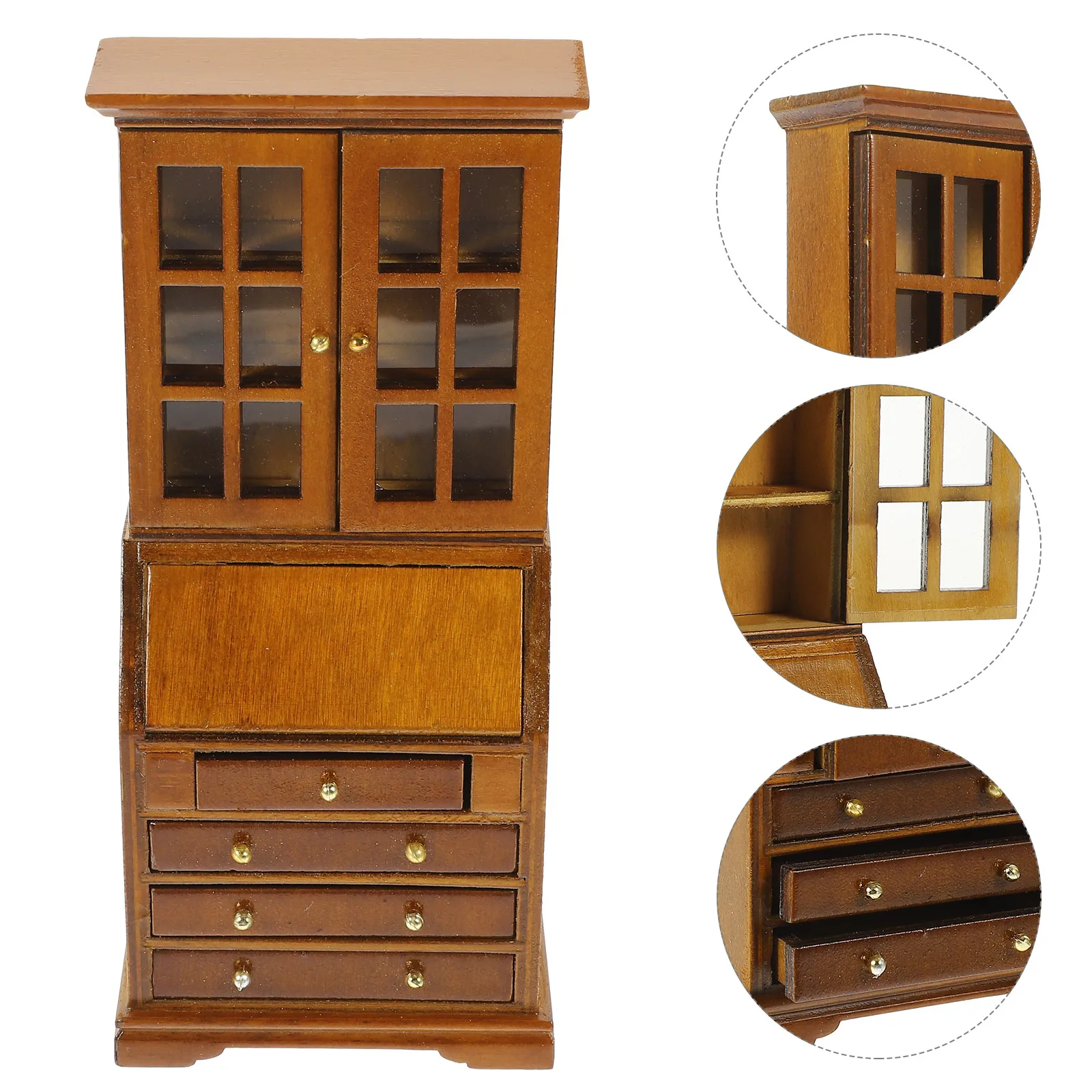 Mini gabinete de madera en miniatura, muebles para casa de muñecas a escala 1/12, adorno para juego de imitación, decoración artesanal para sala de estar, dormitorio, estudio