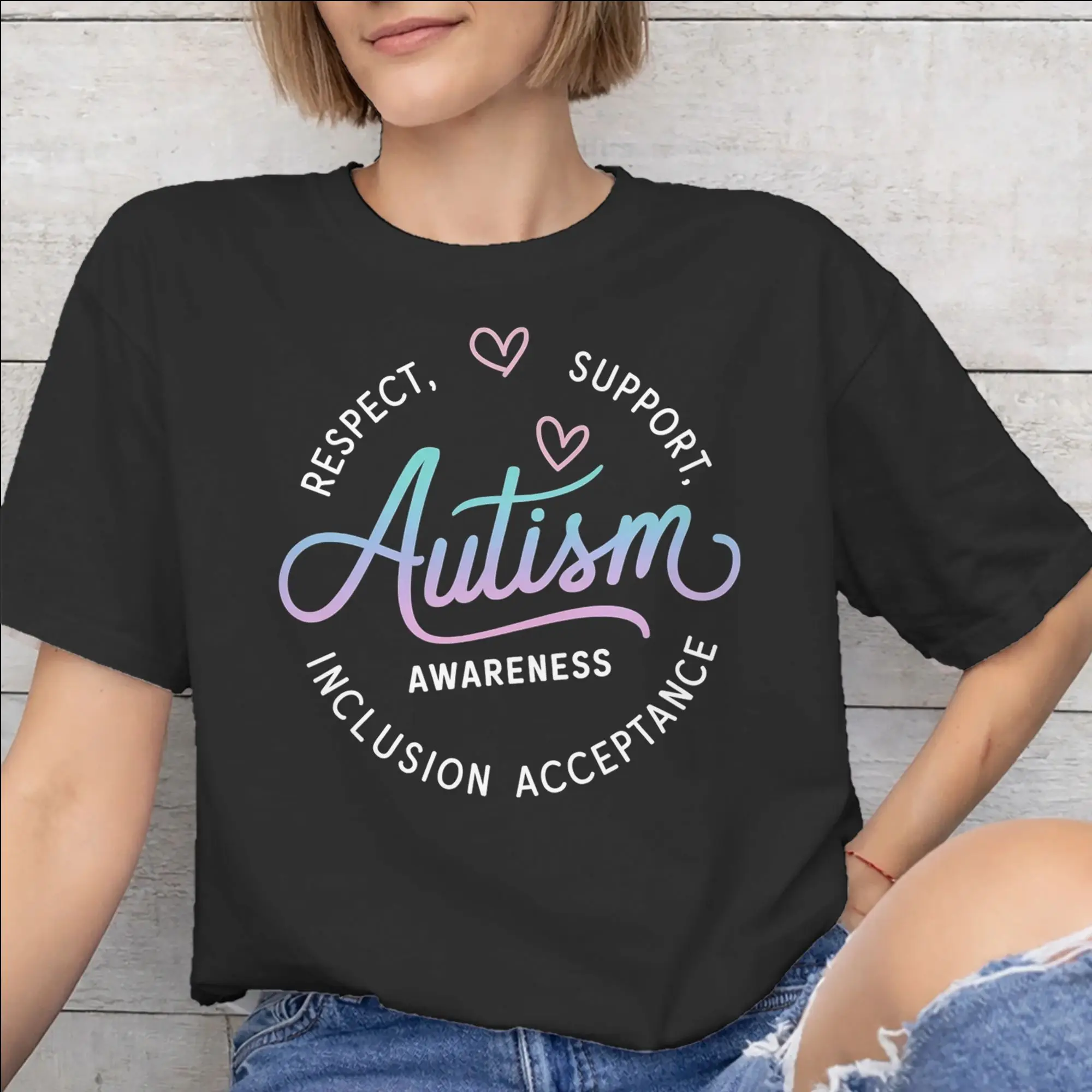 Autism Awareness Respect Love Support  New Arrival T Shirts for Men Women  Pure Cotton  Tee Shirt Clothing