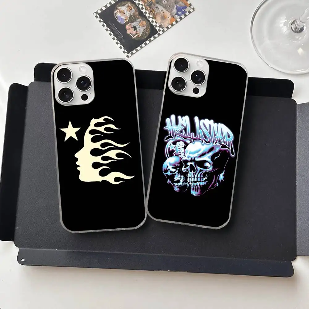 H-HellstarS Fashion Logo Phone Case For iPhone 17 16 15 14 13 Pro Max 11 12 Plus Silvery Satin Silicone Back Case view 4