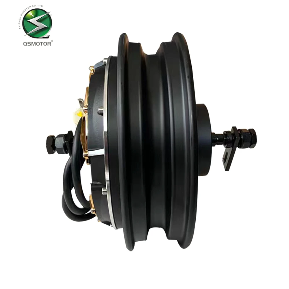 QS-Moteur de moyeu sans balais fendu de 4e génération, frein à disque, scooter électrique haute puissance, pièce modifiée, 10 pouces, 48V-96V, 1500 W, 2000 W, 3000W