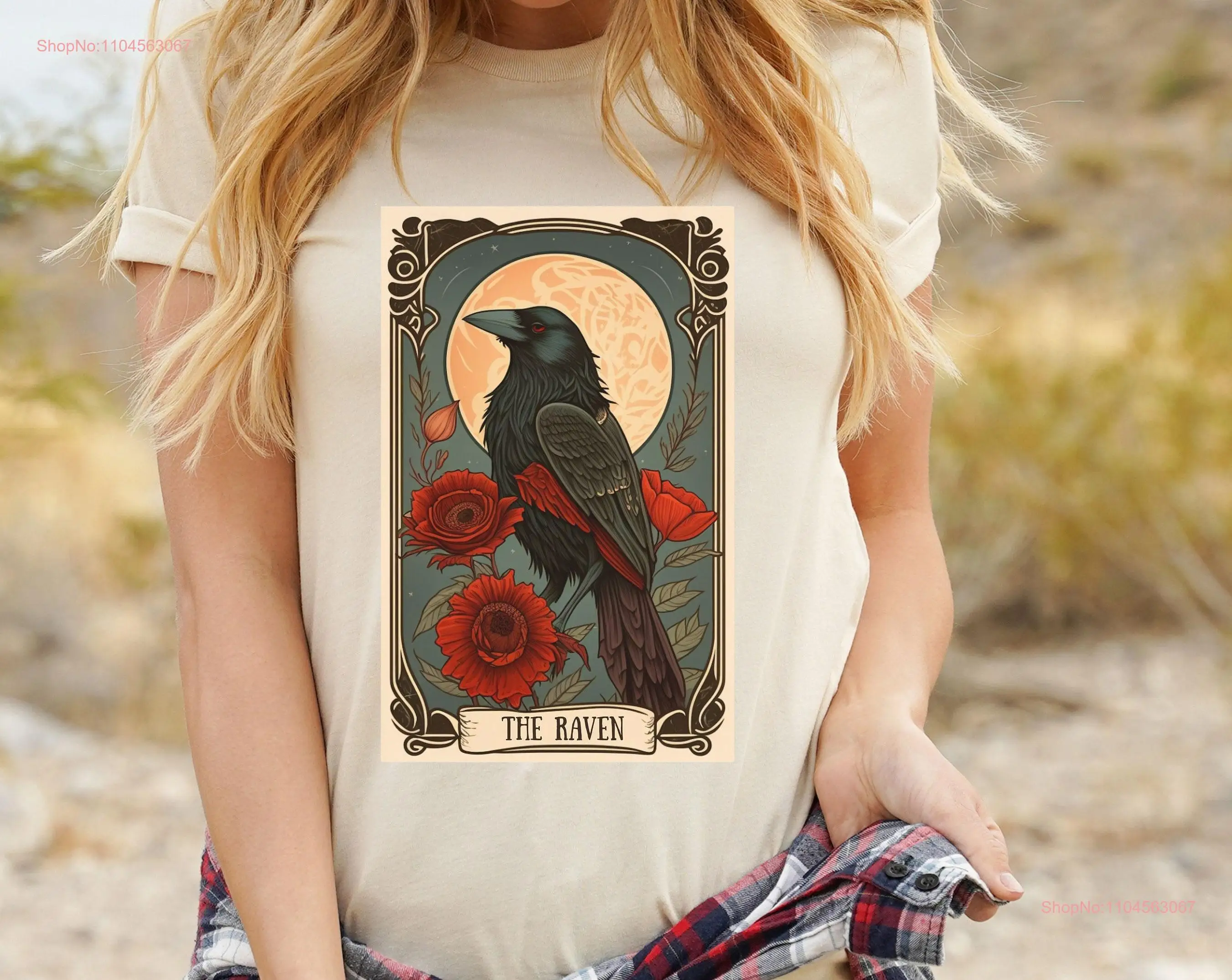 Raven TaroT T Shirt The Dark Academia Cottagecore Witchcraft Edgar Allan Poe long or short sleeves