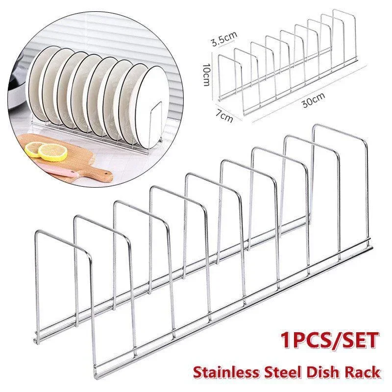 1Pc Stainless Steel Dish Rack Kitchen Dish Pan Plate Draining Rack