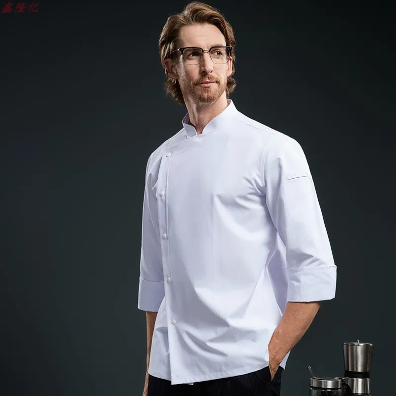 Hotel Chef Black Work Uniform Long Sleeve Western Restaurant Catering Hotel Chef White Shirt Fashion Workwear Men