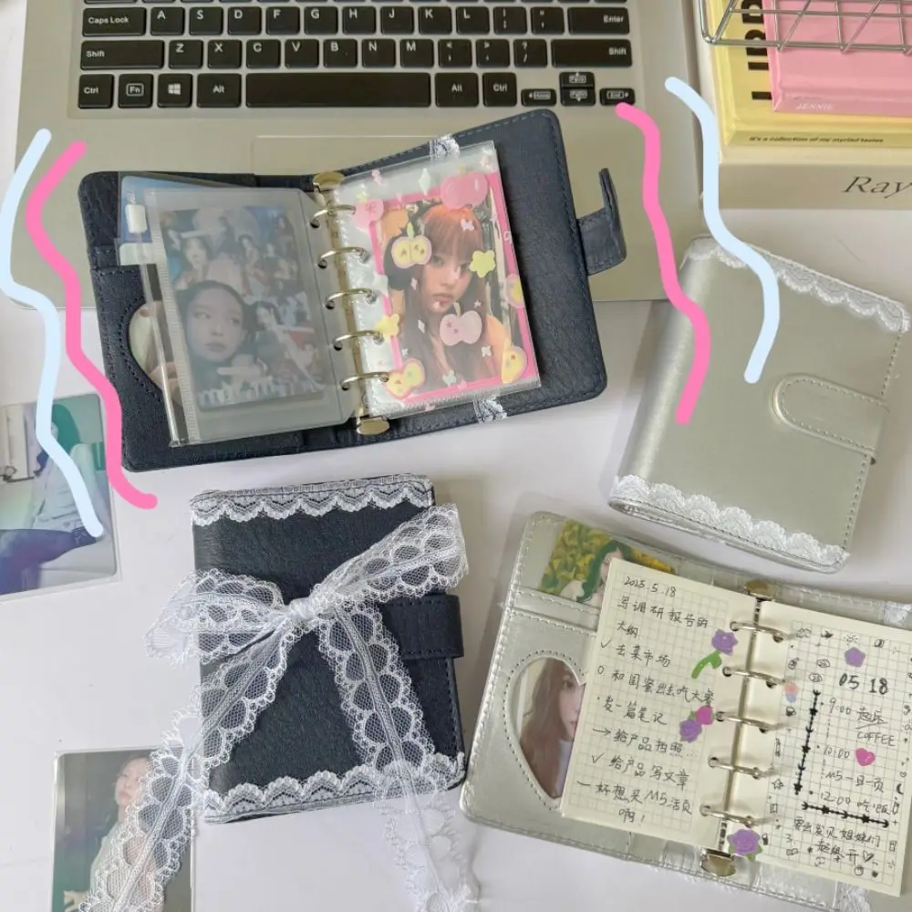 Refillable M5 Binder Cover DIY PU Leather Notebook Lace Cover Binder Cover Silver Color Waterproof Looseleaf Notebook Wrap