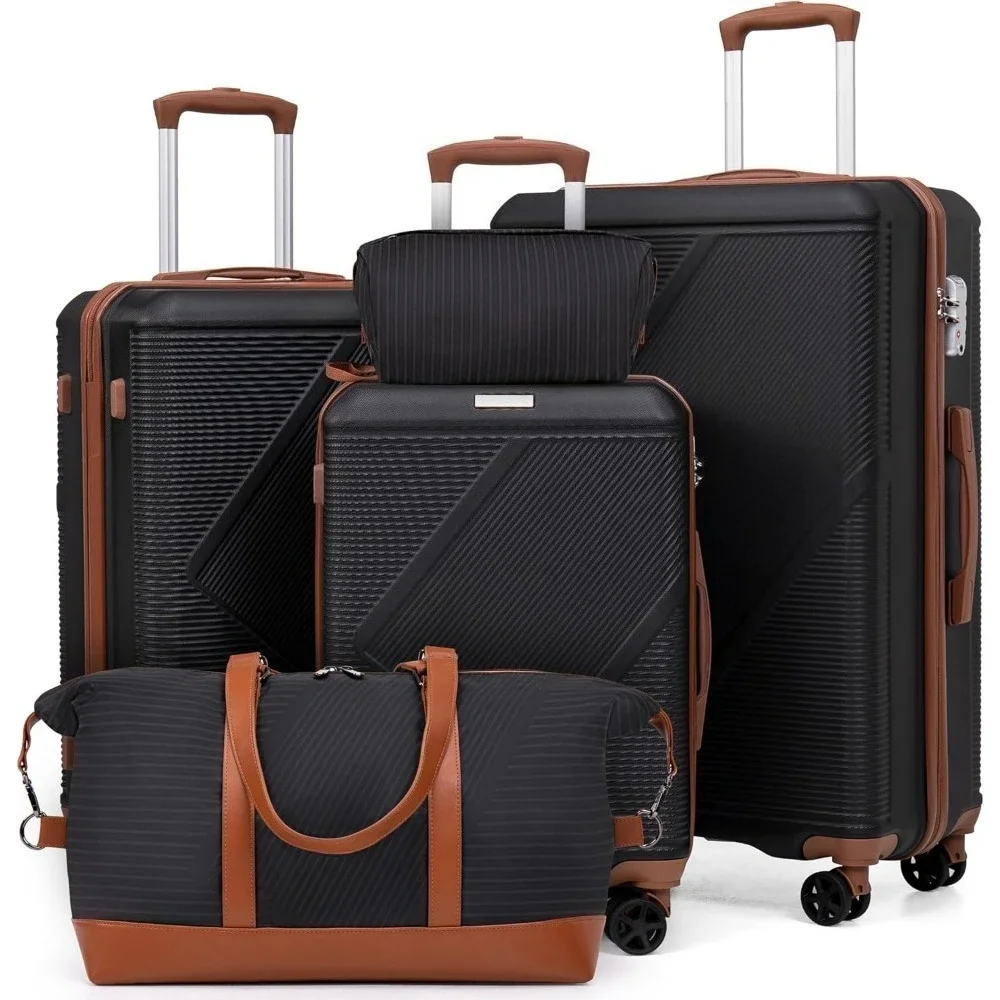 

Luggage Sets 5 Piece, Suitcases With Wheels, Lightweight Travel Luggage Set With TSA Lock, ABS Hardshell Carry On Suitcase Set,
