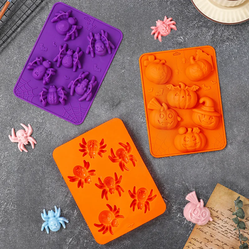

New Halloween Spider Pumpkin Series Chocolate Mousse Mold Food Grade Baking Cake Halloween Mold