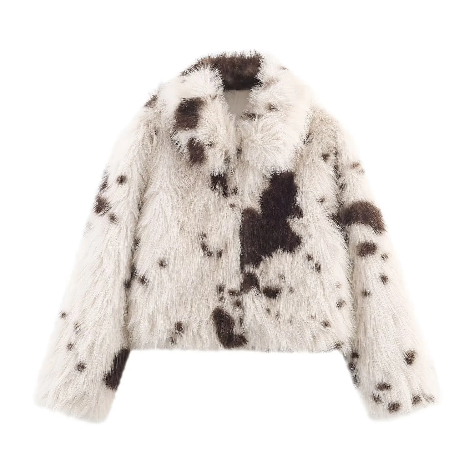 

European and American style 2025 winter new product women's artificial fur effect animal pattern jacket jacket jacket