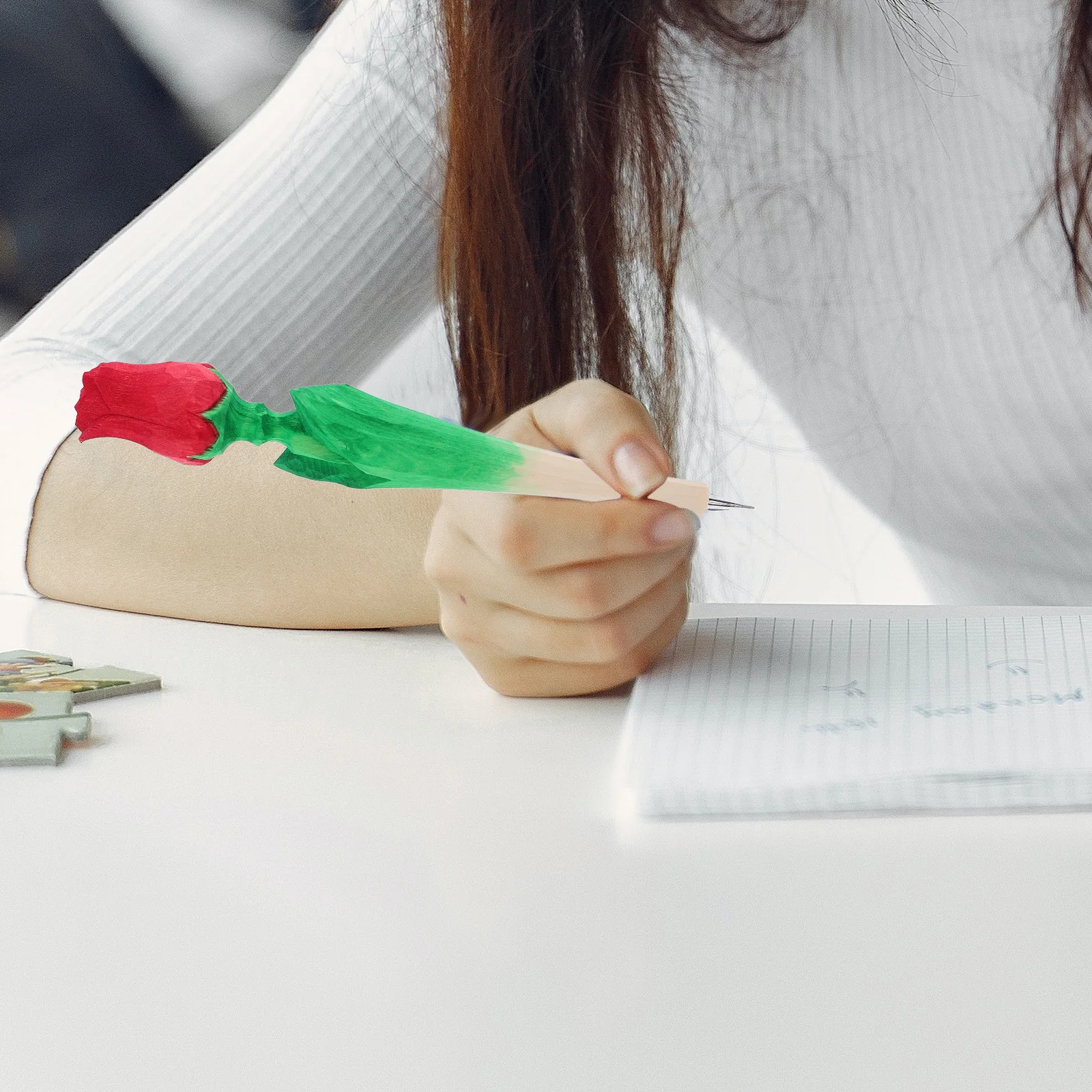 

1Pcs Rose Carved Ink Pen Wooden Gel Pen Creative Design for Writing Drawing Doodling Handmade Cards Greeting Cards Journaling