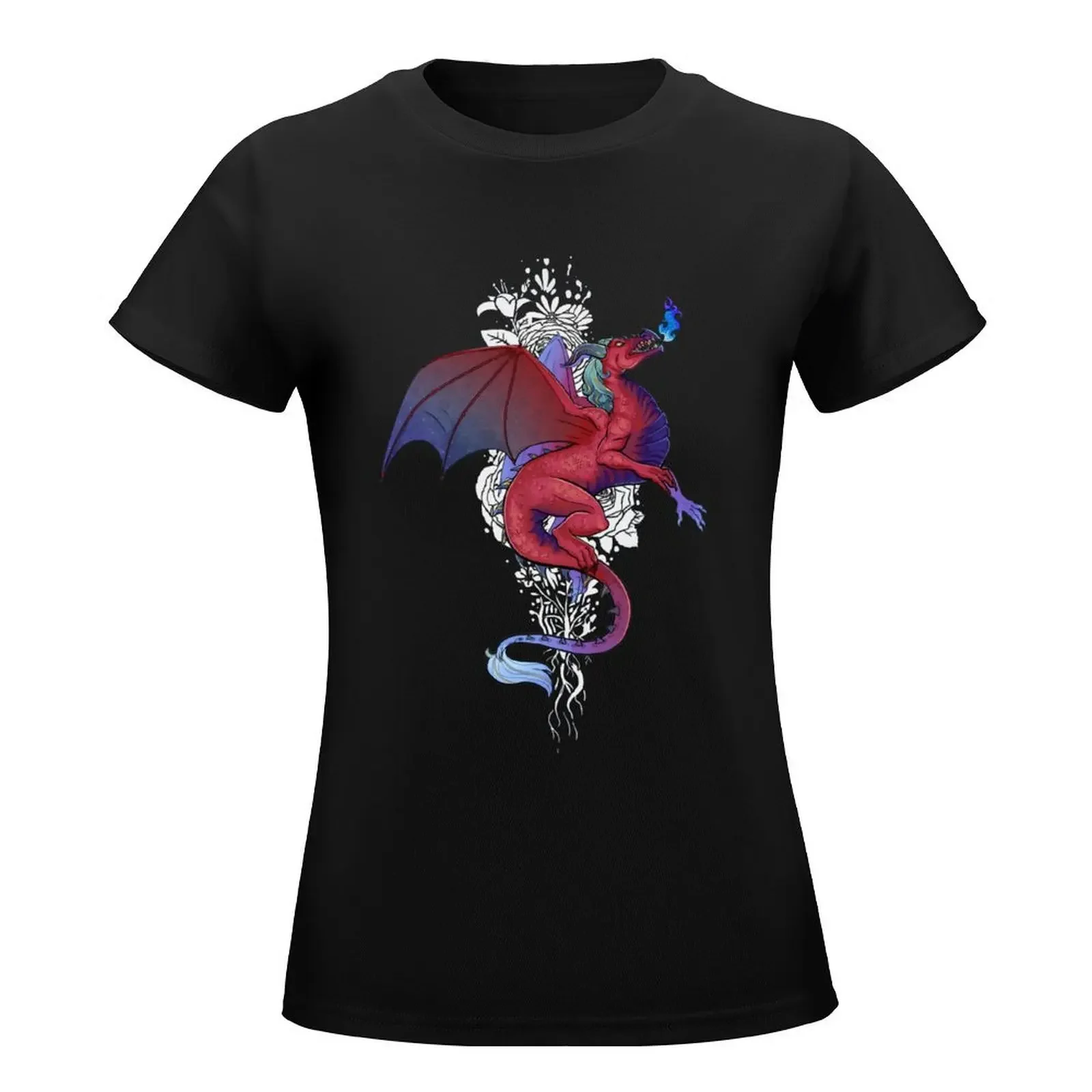 Rose Galaxy Dragon T-Shirt Female clothing hippie clothes summer clothes Blouse funny t shirts for Women