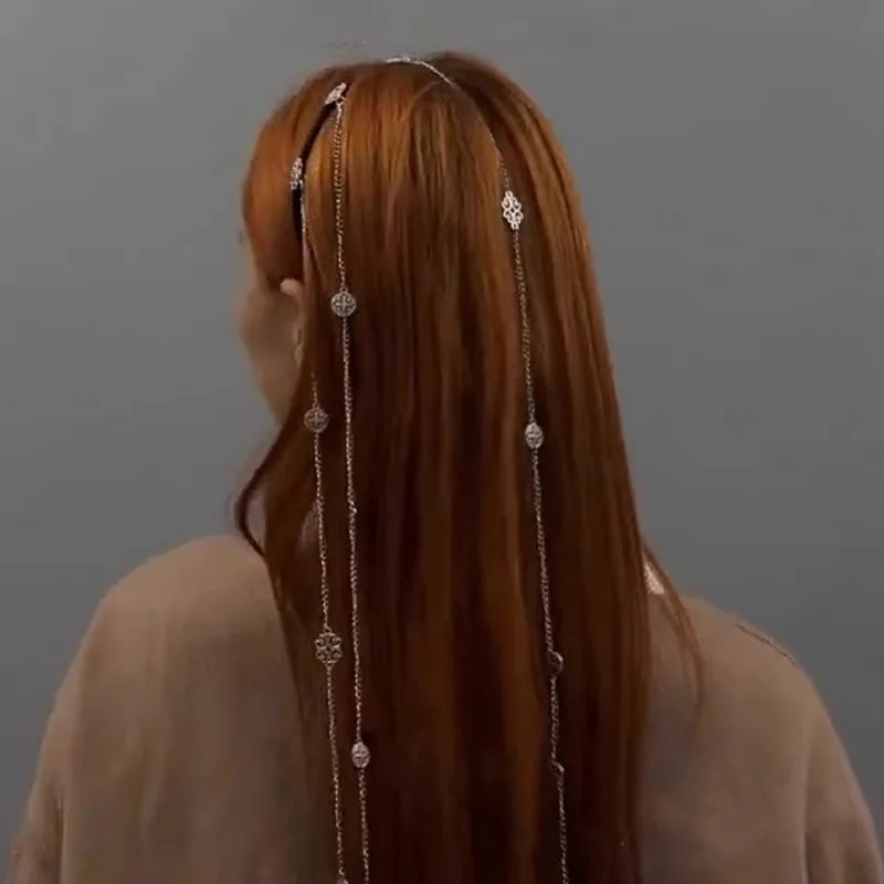 Old Metal Tassel Waterfall Headband Head Chain Niche Premium Hair Accessories