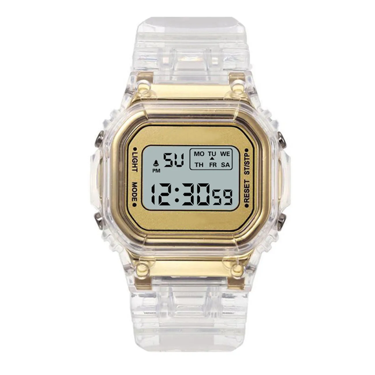 Fashion Men Women Watches Gold Casual Transparent Digital Sport Watch Lover\'S Gift Clock Children Kid\'S Wristwatch Female Clock