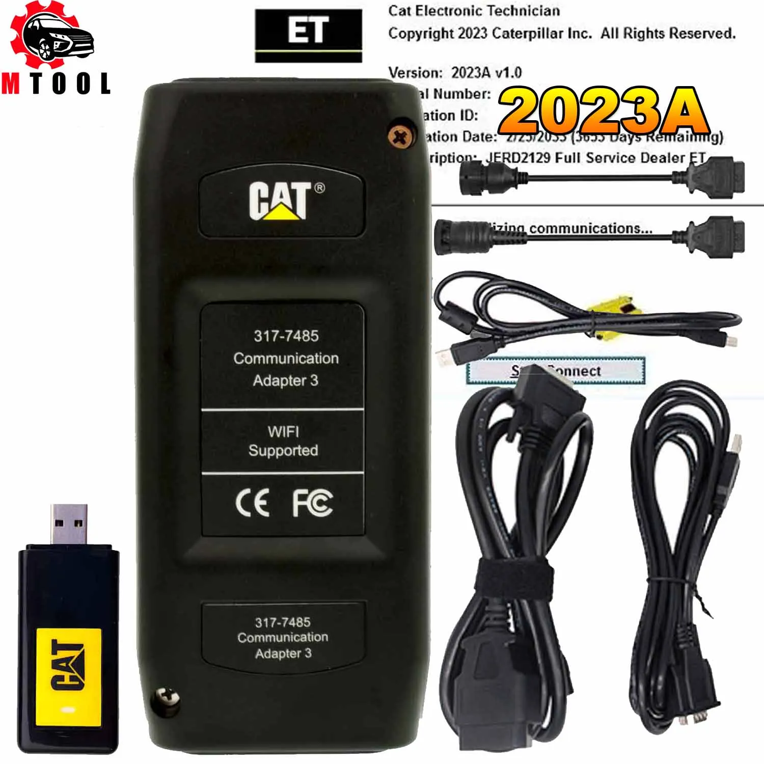 For Caterpiller 2023A , 2022a 2019a cat et3 adaptador sem fio para caminhão ferramenta de diagnóstico comunicação j1939 apoio wifi et3 scanner resistente