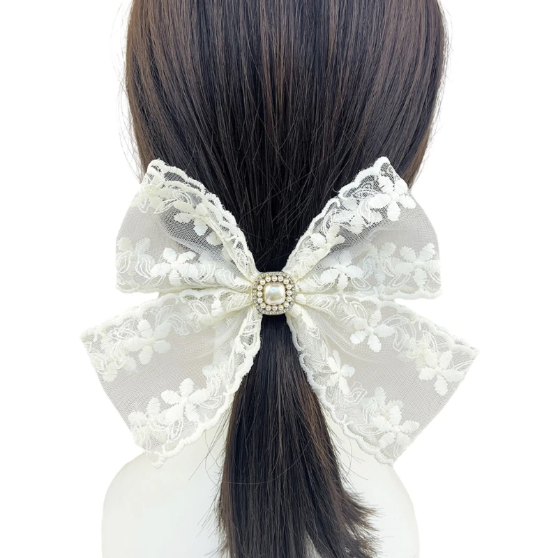 Lace Flower Ribbon Bowknot Hair Clip InsStyle DuckbillHairpin Girl Barrettes Hair Bows PonytailHolder Hair Decors