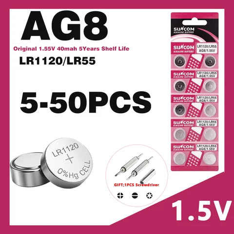 5-50PS 1.55V AG8 40mAh Button Batteries LR1120 391 SR1120 R1120W CX191 G8A 191 391A SR1120SW Cell Coin Watch Toys Remote Batter