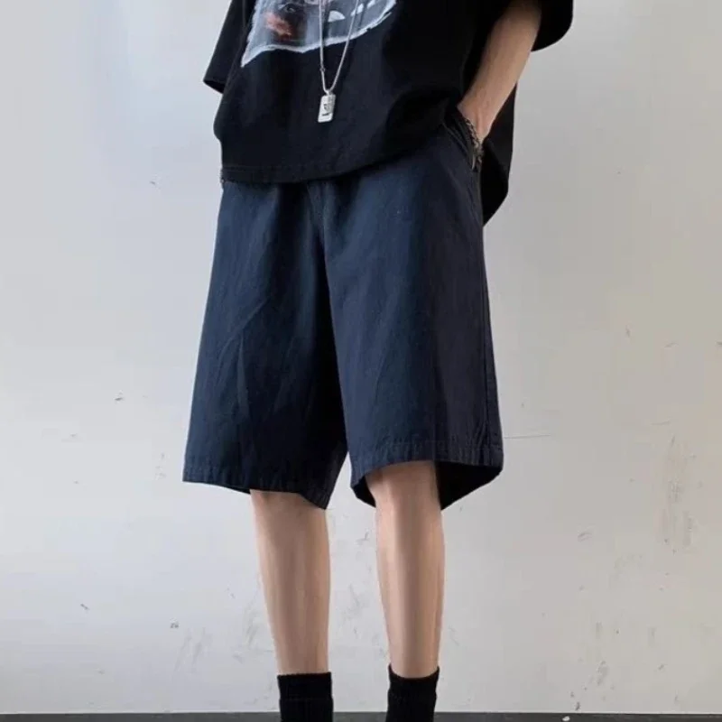 GELITAYIN Shorts For Men Khaki Loose Solid Color Bermuda Man Short Pants Drawstring In Bulk Thin Casual Designer Streetwear Hot