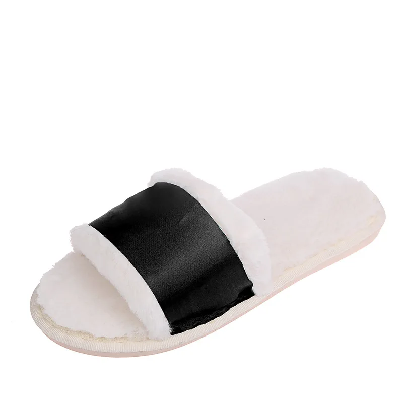 شباشب واسعة جدًا مقاس 36-43 أحذية منزلية قطيفة غامضة للاستخدام الداخلي والخارجي مع نعل سميك وتصميم مفتوح من الأمام ودفء شتوي مريح