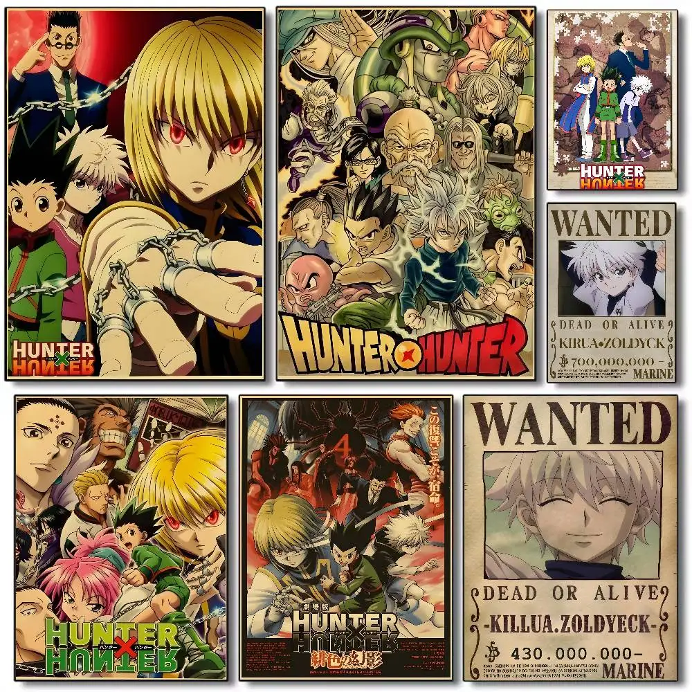 Póster retro H-hunterXhunter, arte HD, pared adhesiva, impermeable, hogar, sala de estar, dormitorio, bar, decoración estética