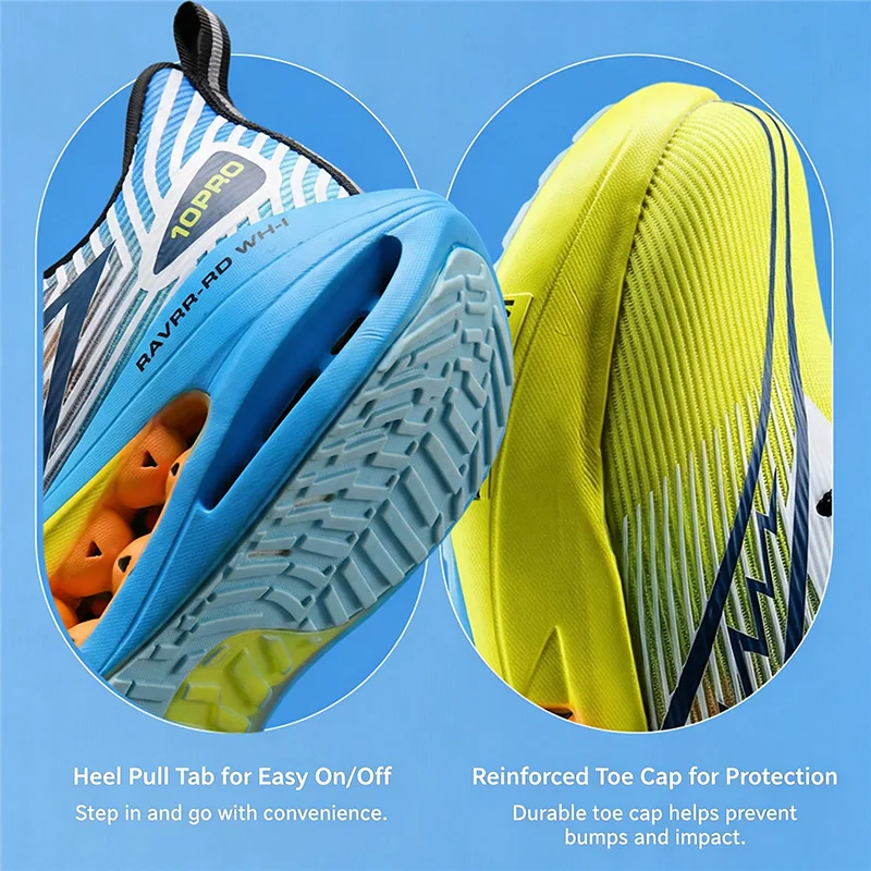 Zapatillas de running unisex con placa de carbono, ligeras, transpirables, con tejido de malla, ideales para maratones y carreras, con amortiguación de alto rendimiento y diseño deportivo.