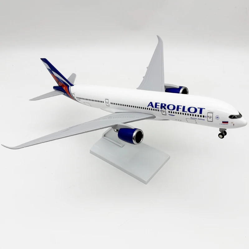 30cm Airplane Model Russia Aeroflot A350 Aircraft With Base Landing Gear resin Miniature Plane For Collectible view 4