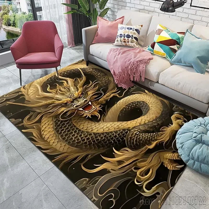 Mysterious Eastern Dragon Pattern Rug Carpet for Living Room Bathroom Mat Creative Doormat Carpet for Bedroom Home Decor