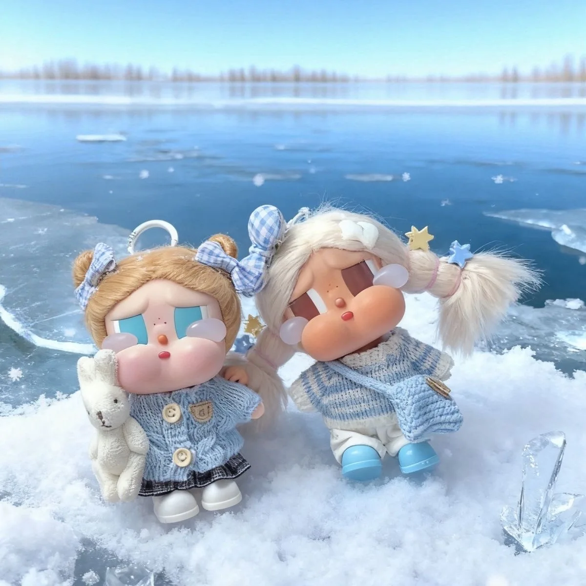 15cm CRYBABY Doll Clothes Knitted Sweater Dress Scarf Set Vacation Mode Accessories for Crying Doll