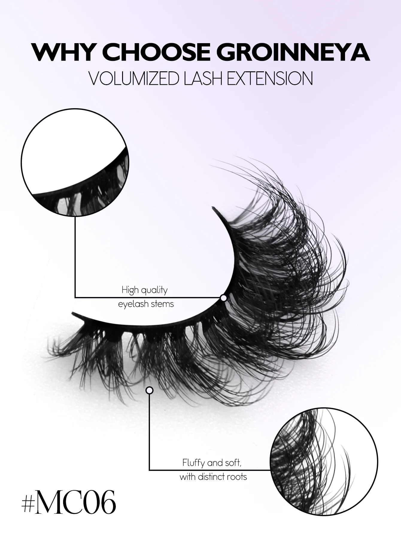 GROINNEYA Cílios postiços fofos 5/7 pares cílios olho de gato 3D cílios falsos vison cílios naturais macios cílios completos maquiagem extensões de cílios